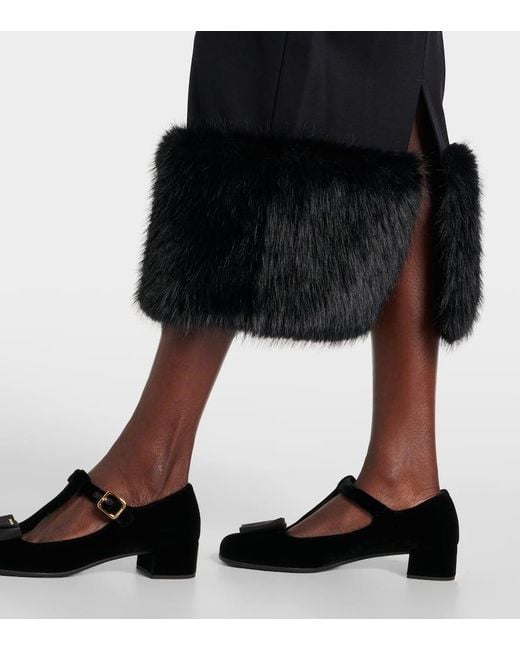 Robe Midi En Shearling Synthetique Prada en coloris Black