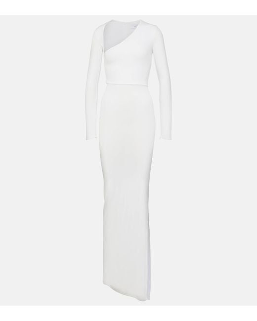 Alex Perry White Asymmetric Jersey Maxi Dress