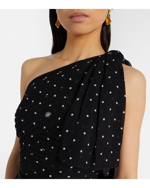 Elie Saab Black Polka-Dot One-Shoulder Gown