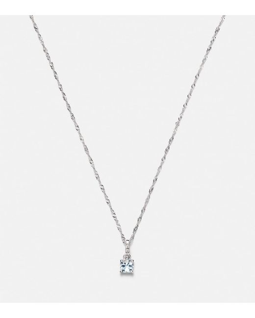 STONE AND STRAND White Le Bleu 14Kt Necklace With Diamonds And Aquamarine