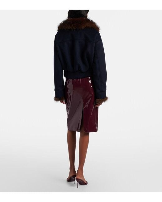 Self-Portrait Purple Mid-Rise Pencil Skirt