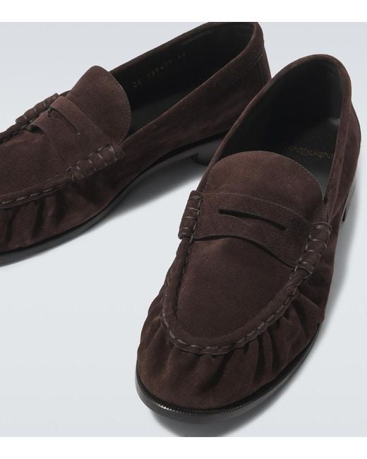Saint Laurent Black Le Loafer Suede Penny Loafers for men