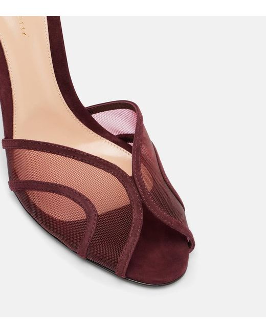 Gianvito Rossi Red 95 Suede And Mesh Sandals