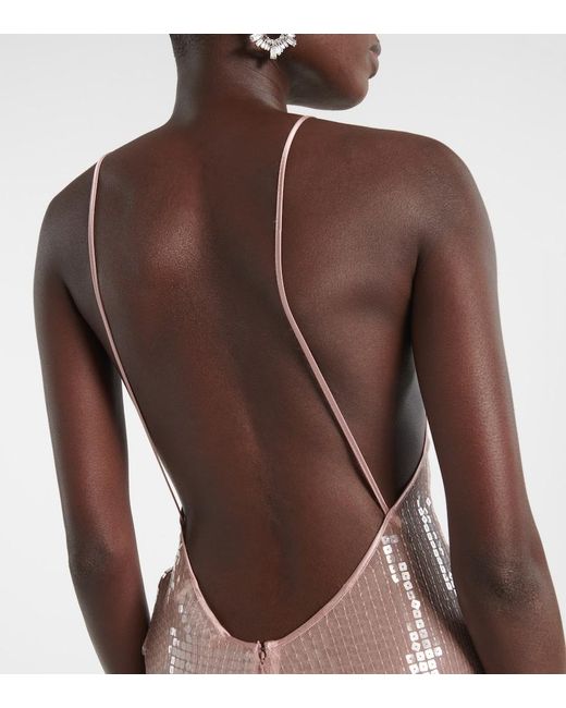 The New Arrivals Ilkyaz Ozel Pink Claudie Sequined Sheer Gown