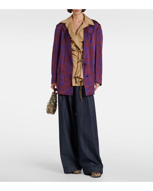 Dries Van Noten Purple Blazer Aus Jacquard