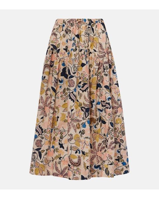 Falda Larga Rosen De Algodon Floral Ulla Johnson de color Natural