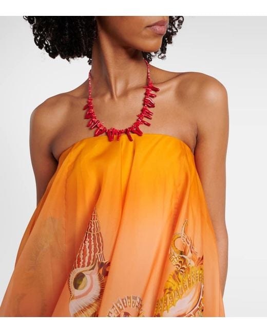 ALÉMAIS Orange Robe Neptuna Aus Seide