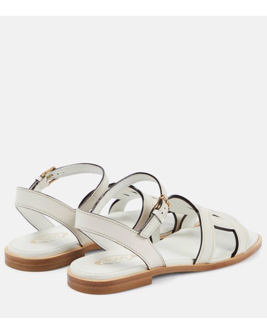 Tod's White Catena Leather Sandals
