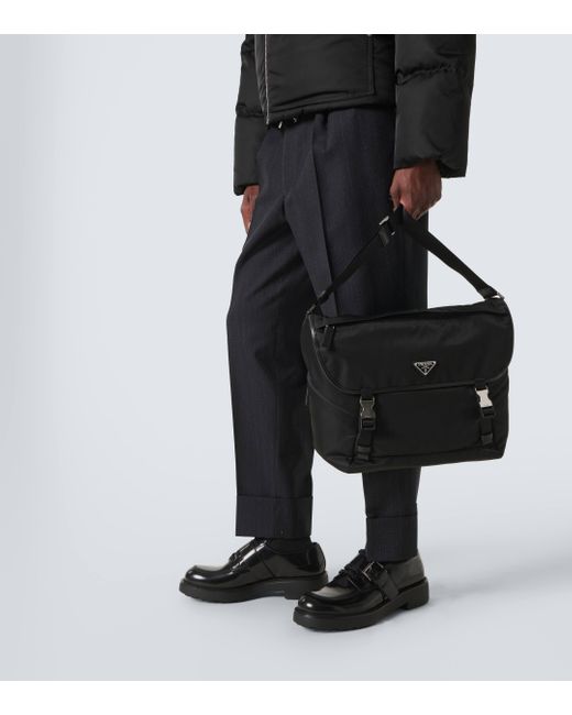 Prada Leather trimmed Re nylon Messenger Bag in Black for Men Lyst UK