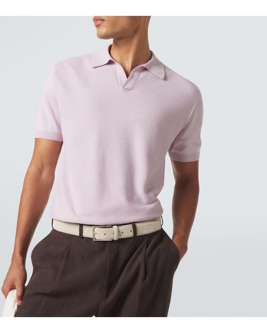 Canali Pink Cotton And Silk Polo Shirt for men