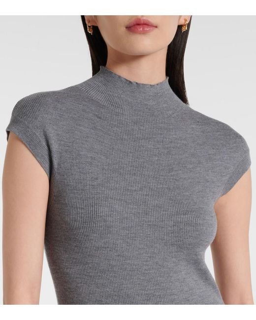 Jardin Des Orangers Gray Wool Mockneck Top