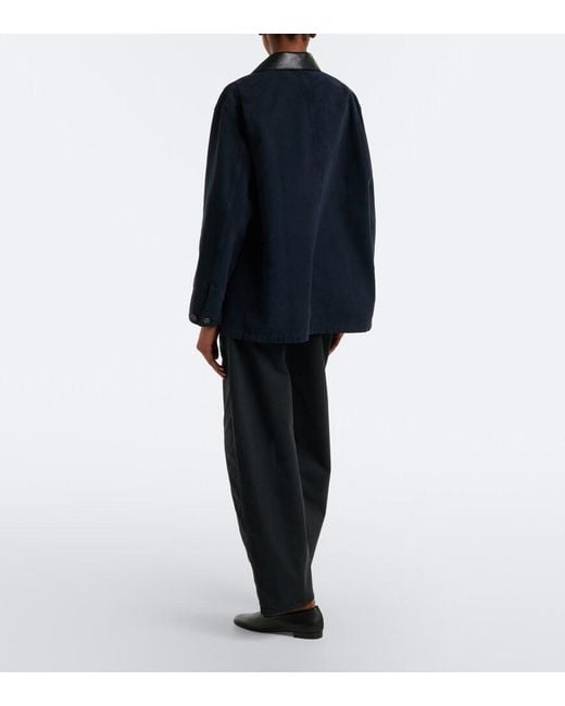 Nili Lotan Blue Tribeca Cotton Twill Barrel-Leg Pants