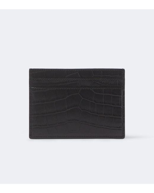 Saint Laurent Black Cassandre Croc-Effect Card Holder for men