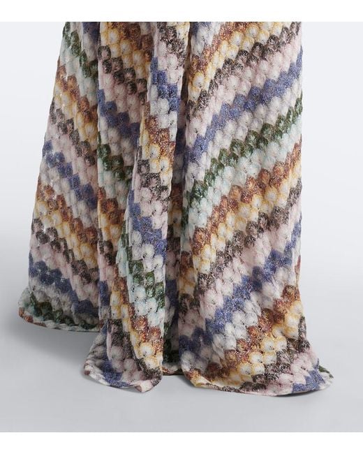 Missoni White Zigzag Cutout Lame Maxi Dress