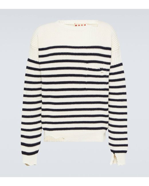 Marni White Striped Wool Sweater for men