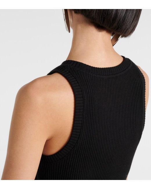 Vince Black Ribbed-Knit Jersey Midi Dress