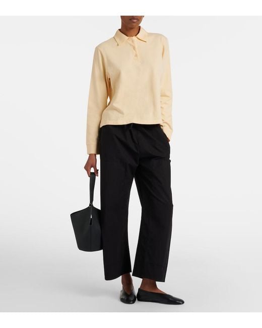 Leset Black Kyoto Cropped Cotton Wide-Leg Pants