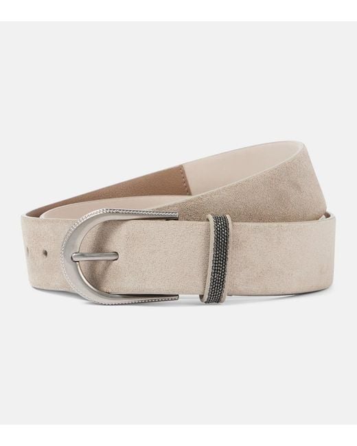 Brunello Cucinelli Natural Monili Suede Belt