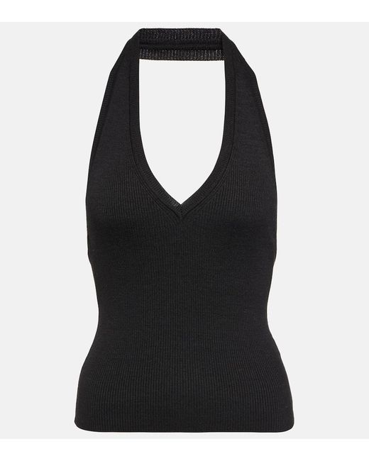 Top Ivey De Seda Con Cuello Halter Nili Lotan de color Black