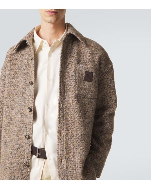 Loewe Brown Anagram Wool-Blend Overshirt for men