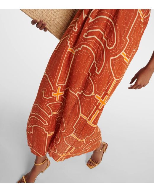Vestido largo de lino con aberturas Johanna Ortiz de color Orange