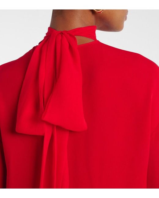 Valentino Red Wool And Silk Georgette Shirt