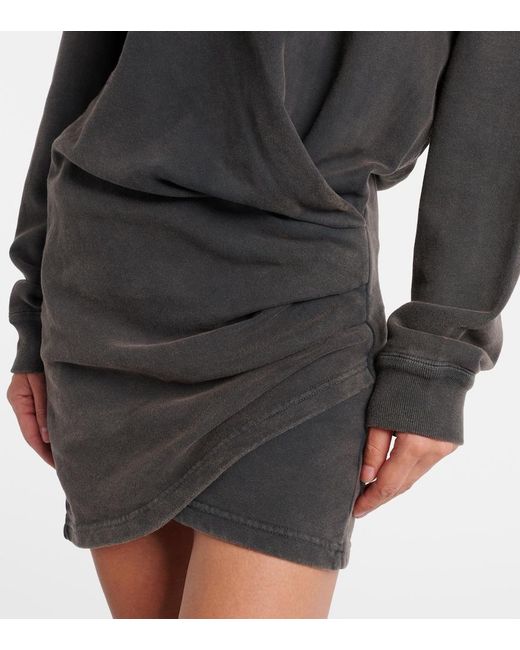 Isabel Marant Black Pipper Gathered Cotton Sweatshirt Dress