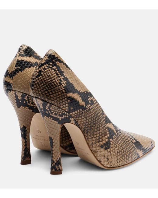 Magda Butrym Brown 115 Snake-Effect Leather Pumps