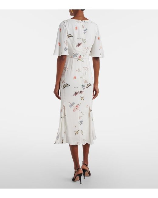 Erdem Natural Printed Crepe Midi Dress