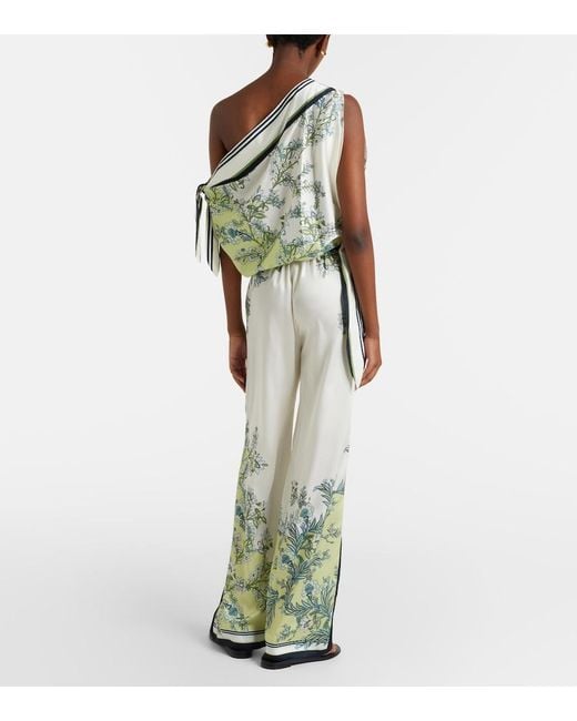Veronica Beard Green Grigore Floral Twill Palazzo Pants