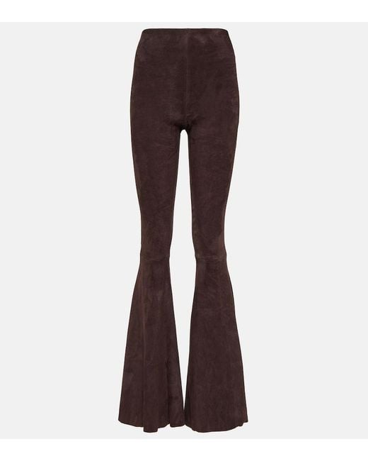 Stouls Brown Cherilyn High-Rise Suede Flared Pants