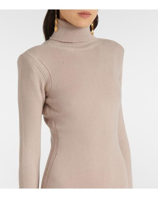 Tom Ford Natural Cashmere Turtleneck Gown