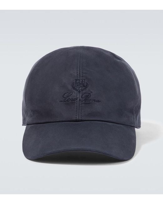 Loro Piana Blue Logo Suede Baseball Cap for men