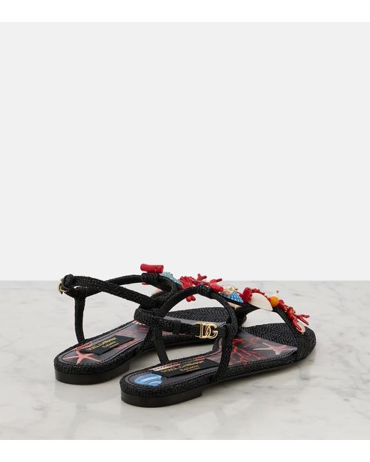 Dolce & Gabbana Black Verzierte Sandalen Capri