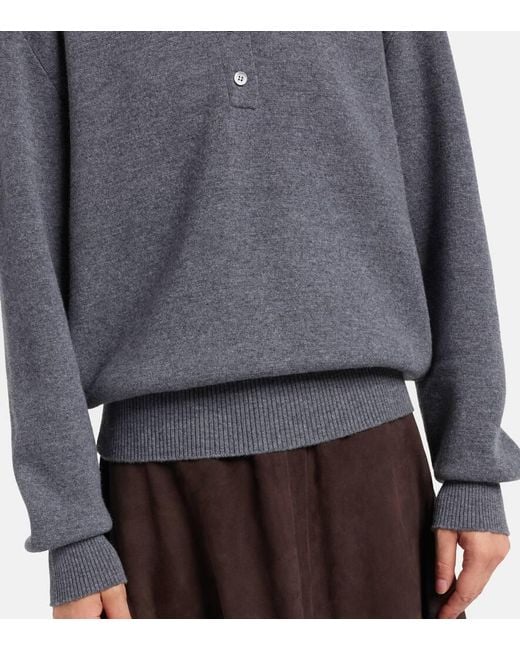 Rohe Gray Wool And Cashmere Polo Sweater