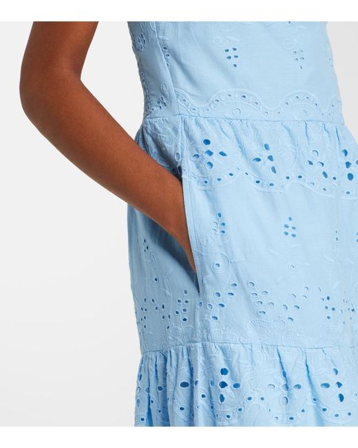 Melissa Odabash Blue Sophie Broderie Anglaise Cotton Maxi Dress