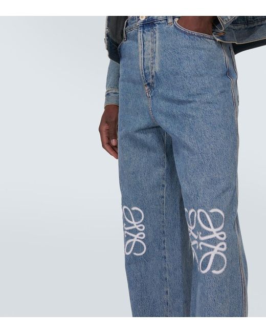 Jeans rectos con anagrama Loewe de hombre de color Blue