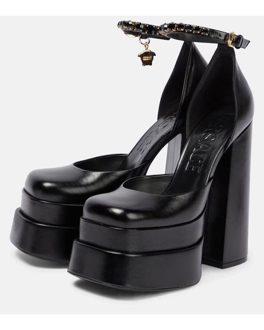 Versace Black Medusa Satin Platform Pump