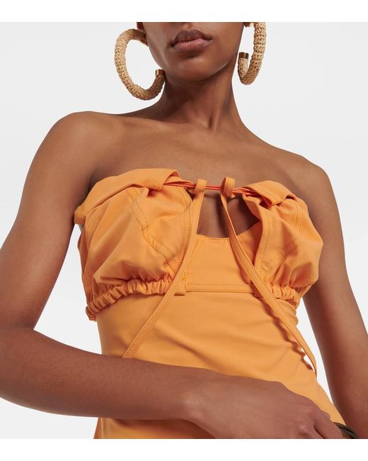 Jacquemus Orange Midikleid La Robe Bikini aus einem Baumwollgemisch