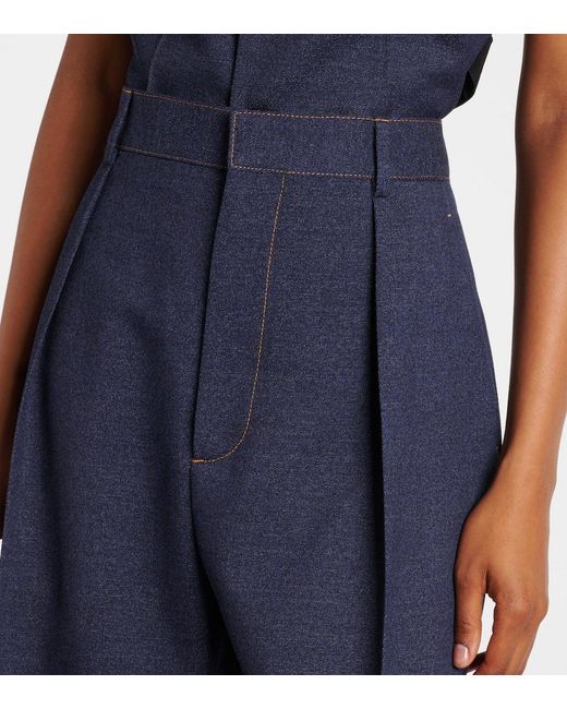 Bottega Veneta Blue Wool Drill Tapered Pants