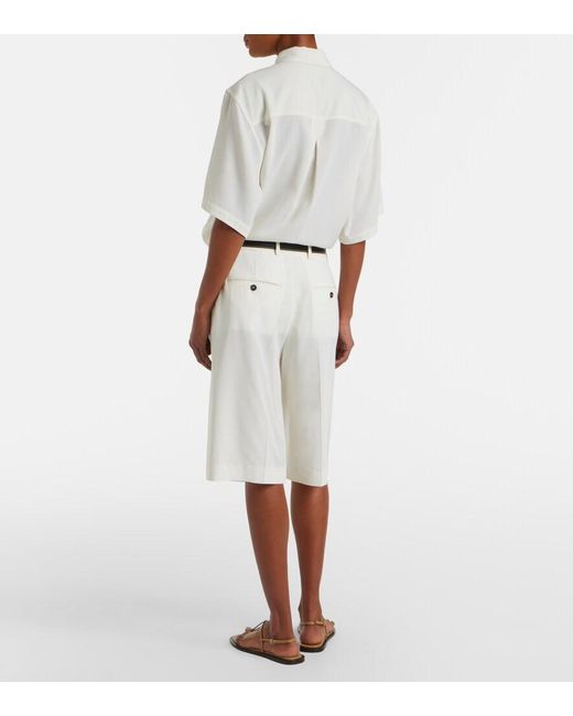 Totême White Semi-Sheer Bermuda Shorts