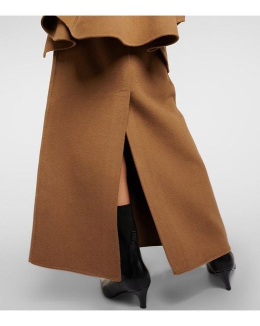 Frankie Shop Brown Malvo Wool-Blend Maxi Skirt