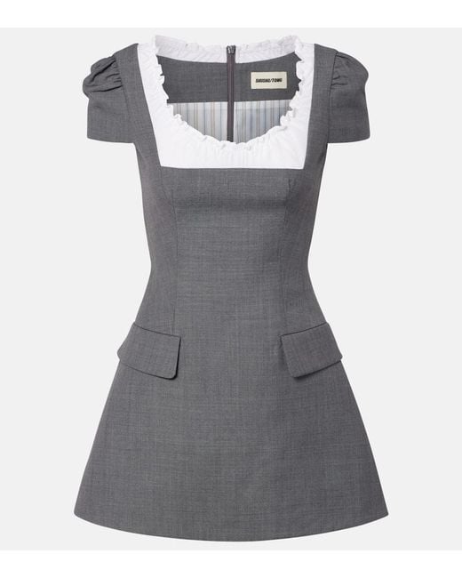 ShuShu/Tong Gray Ruffled Minidress