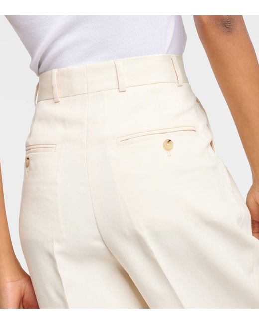 Totême White Pleated Straight Pants