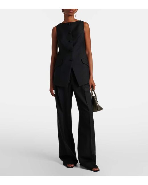 Rohe Blue Mid-Rise Wool And Mohair Wide-Leg Pants