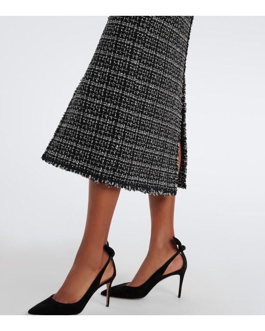 Erdem Black Checked Cotton-Blend Tweed Maxi Skirt