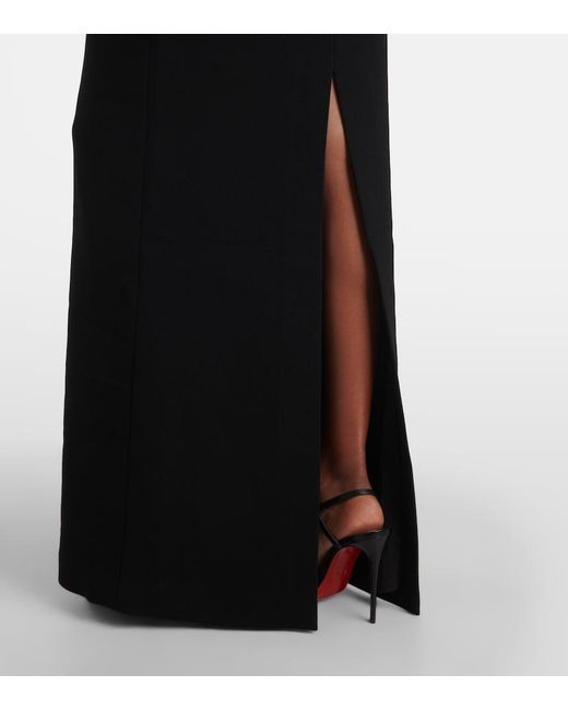 Rebecca Vallance Black Cameron Caped Crepe Gown