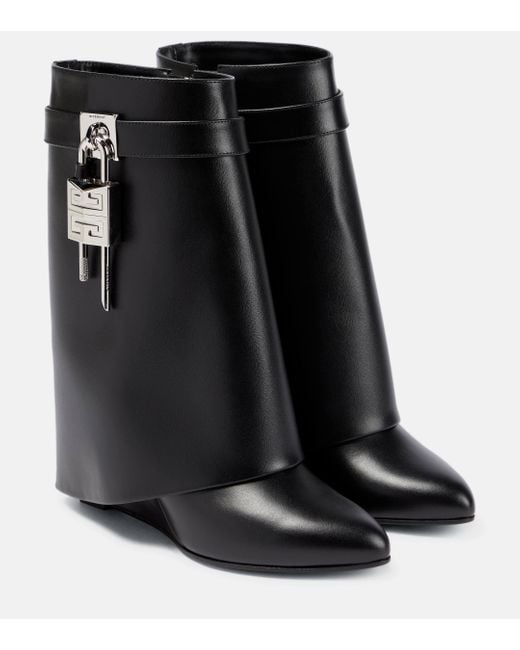 Givenchy Black Shark Lock Ankle Boots In Leather