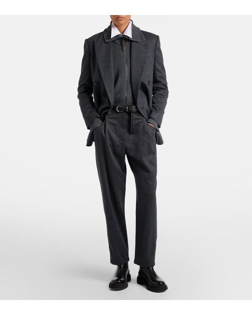 Brunello Cucinelli Blue Wool Straight Pants