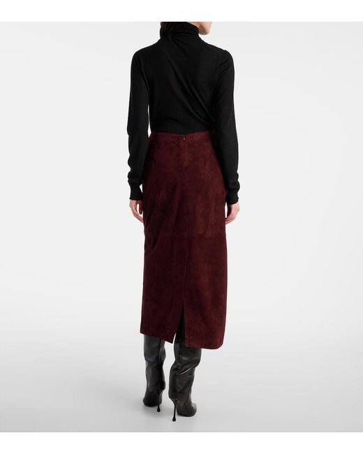Nour Hammour Purple Selly Suede Midi Skirt